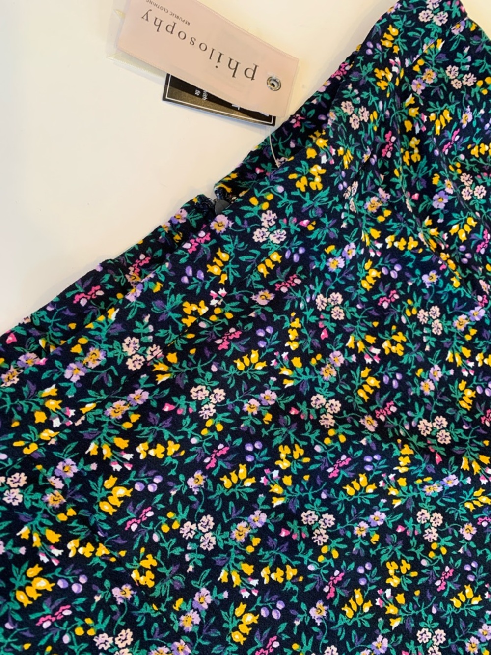 NEW Philosophy Women’s Large Navy Blue Floral Maxi Skirt - Picture 3 of 6